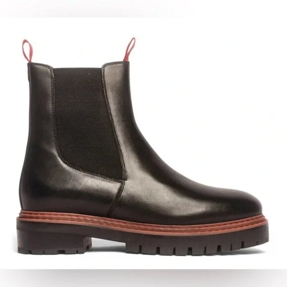 Anthony Veer Women's Olivia Lug Sole Chelsea Boot in Black Leather. Sz: 9.5/10.5 - Picture 1 of 10